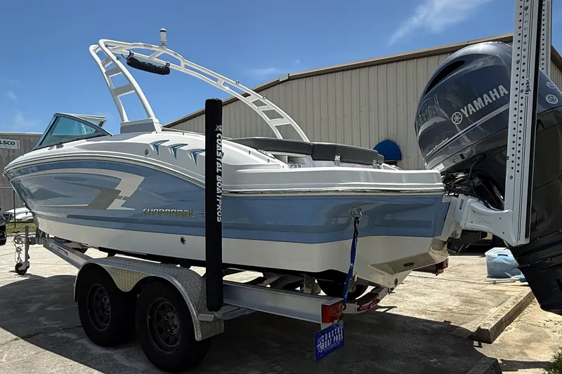 Slide: The Image of 2022 Chaparral 21 SSi OB boat with Yamaha outboard motor on trailer. - 3