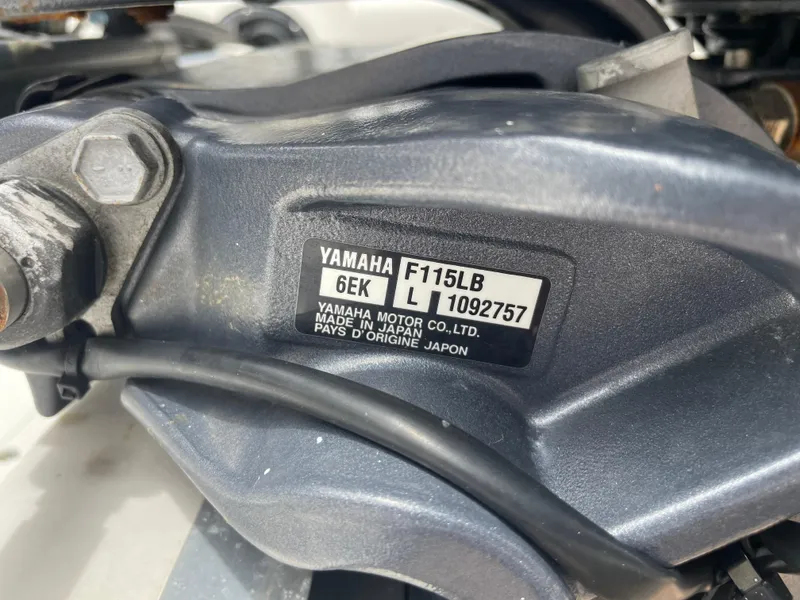 Slide: The Image of Yamaha F115LB engine label on 2021 Hurricane SunDeck Sport 185 OB boat. - 33