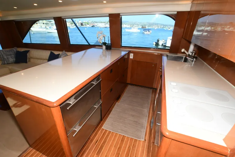Slide: The Image of Luxurious kitchen interior of 2000 Viking Boats 65 C yacht with ocean view. - 35