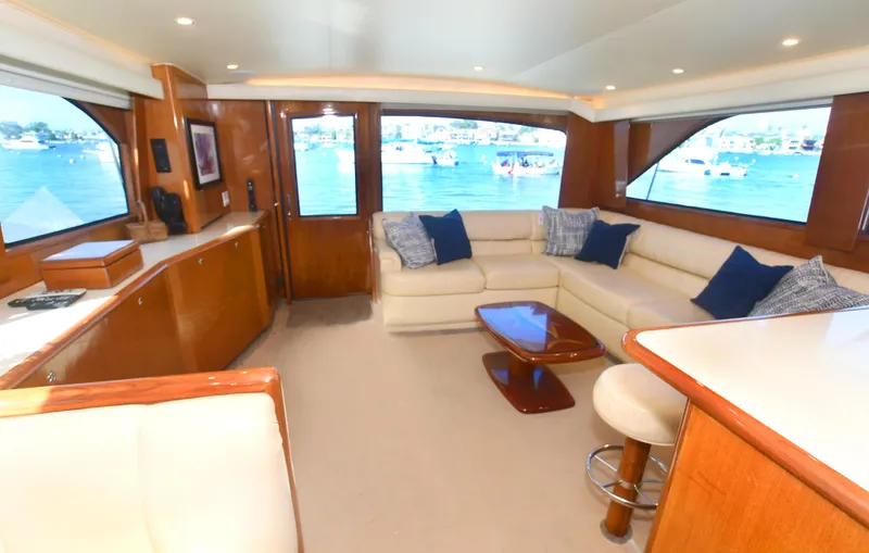 Slide: The Image of Luxurious interior of 2000 Viking Boats 65 C yacht with elegant seating and scenic views. - 37