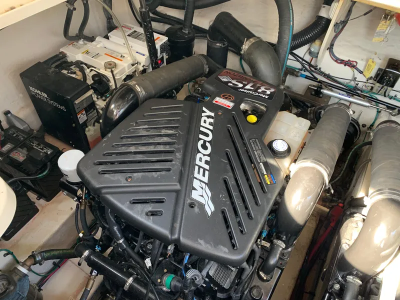 Slide: The Image of Engine room of 2006 Sea Ray 340 Sundancer with Mercury engine and Kohler power systems. - 42