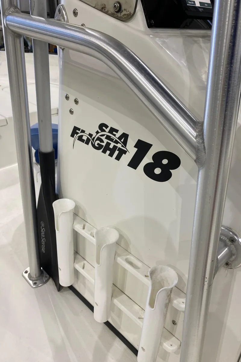 Slide: The Image of Triton 18 Sea Flight boat interior with paddle holders, 2000 model. - 14