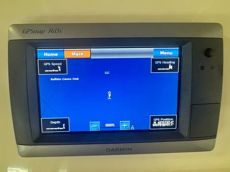 Slide: The Image of Garmin GPSmap 740s displaying navigation data on an Edgewater 228CC, 2011 model. - 23