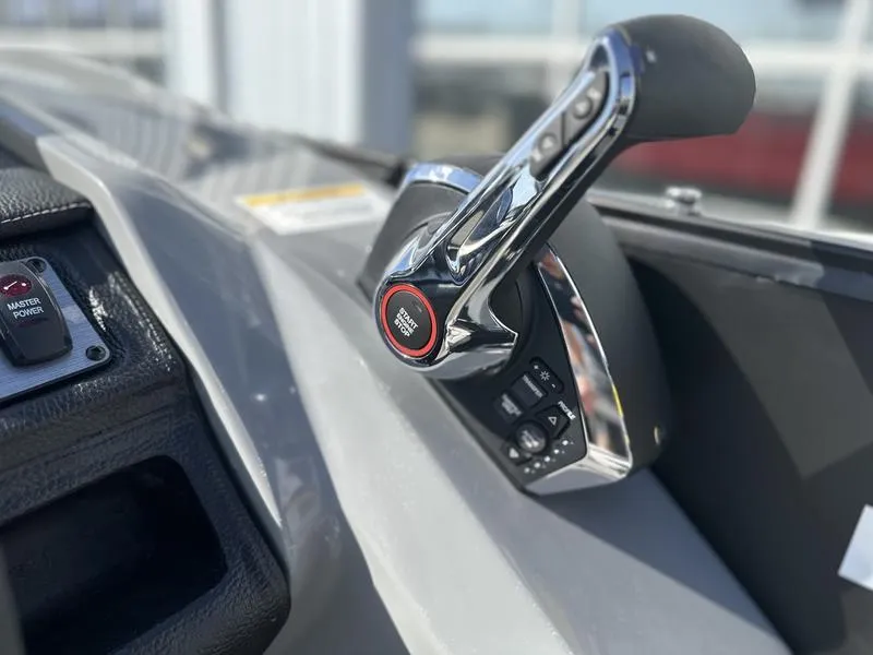Slide: The Image of Close-up of throttle control on 2025 Godfrey Monaco 255 SB iMPACT boat. - 7