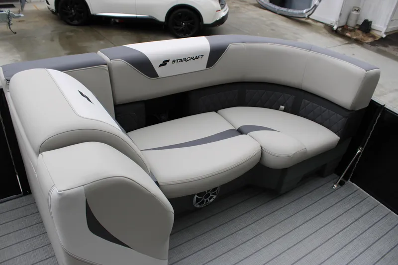 Slide: The Image of Luxurious seating on 2025 Starcraft SLS 3 boat, featuring modern design and comfort. - 17