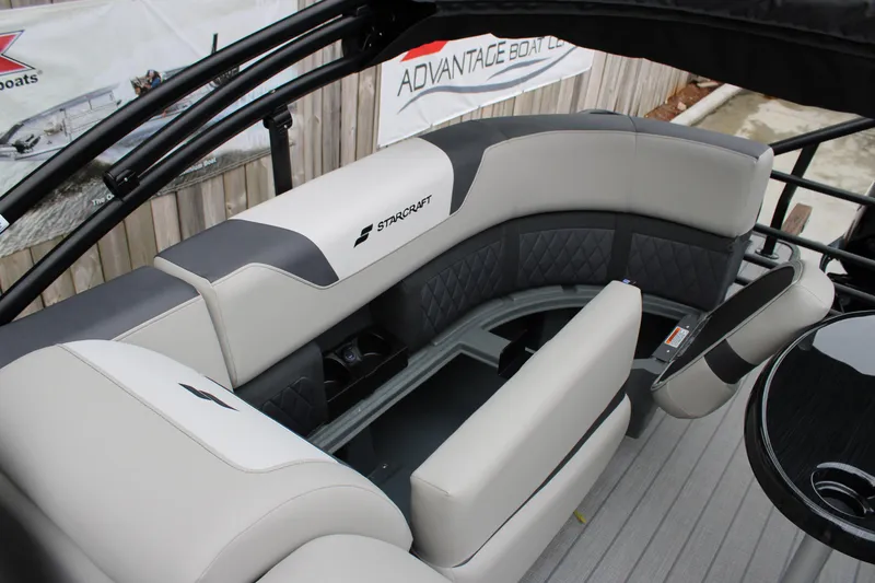 Slide: The Image of 2025 Starcraft SLS 3 boat interior with stylish seating and modern design. - 6