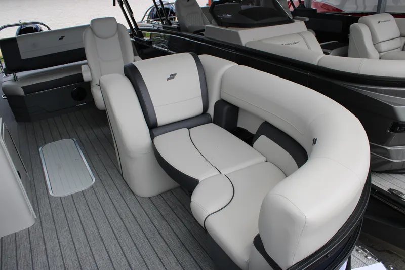 Slide: The Image of 2025 Starcraft EXS 3 DL boat interior with luxurious seating and modern design. - 7
