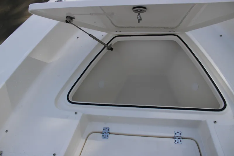 Slide: The Image of Open storage compartment on 2025 Pioneer 220 Bay Sport boat. - 10