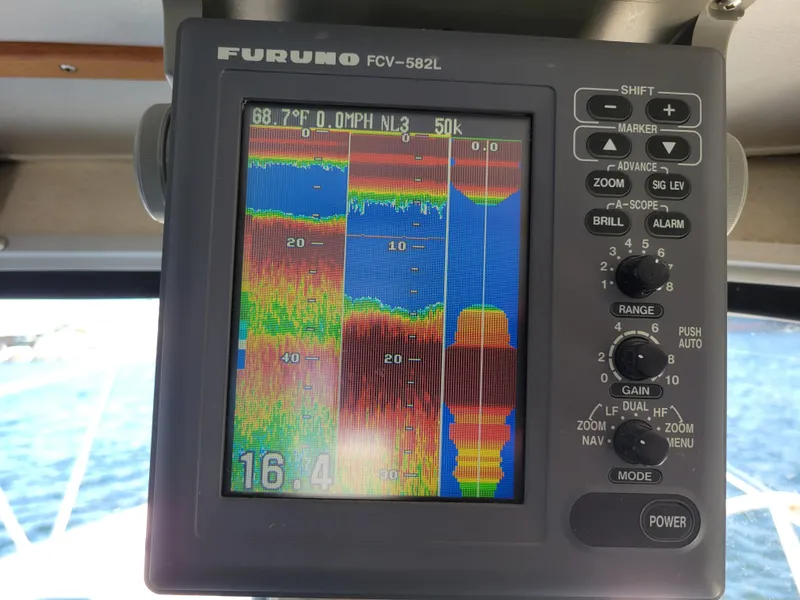 Slide: The Image of Fish finder display on a 2001 SeaSport 2700 Navigator boat. - 28