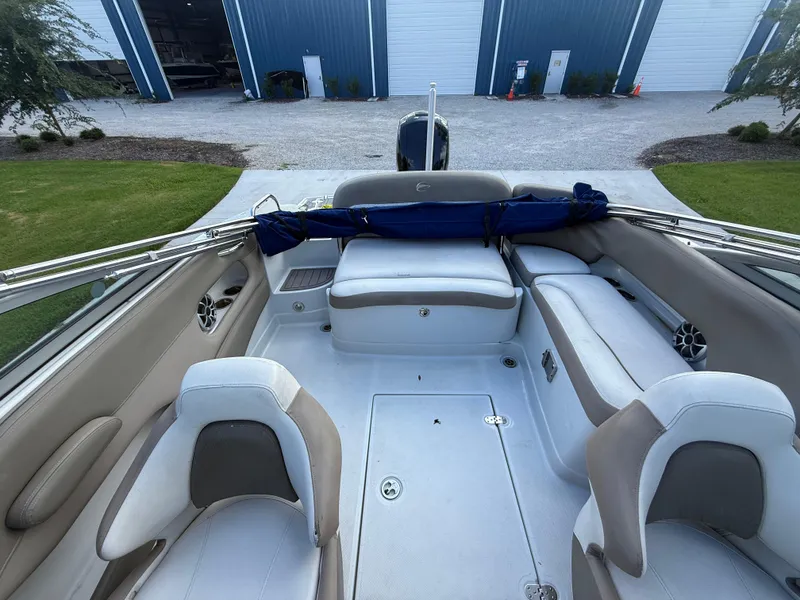 Slide: The Image of 2022 Crownline Eclipse E215 XS boat interior with spacious seating and modern design. - 20
