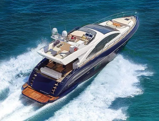 The Image of Luxurious 2026 Schaefer 25M yacht cruising on clear blue ocean waters. - 1