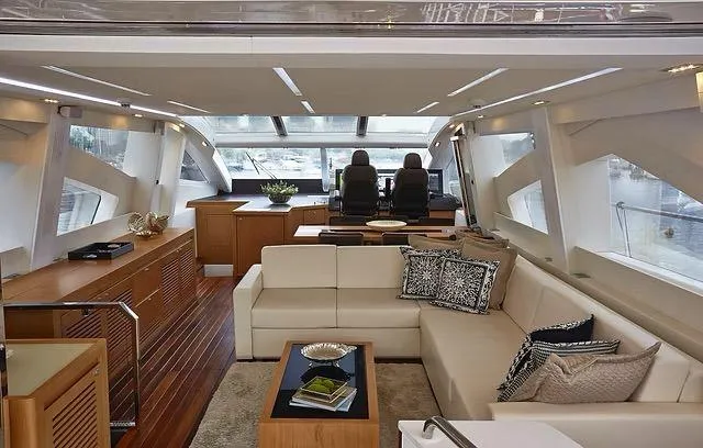 Slide: The Image of Luxurious interior of 2026 Schaefer 25M yacht with modern seating and elegant decor. - 6