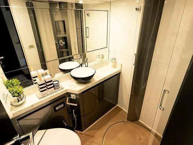 Slide: The Image of Luxurious bathroom in 2026 Schaefer 770 yacht with modern fixtures and elegant design. - 23