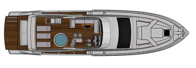 Slide: The Image of Top view of 2026 Schaefer 770 yacht layout, featuring spacious deck and modern amenities. - 30