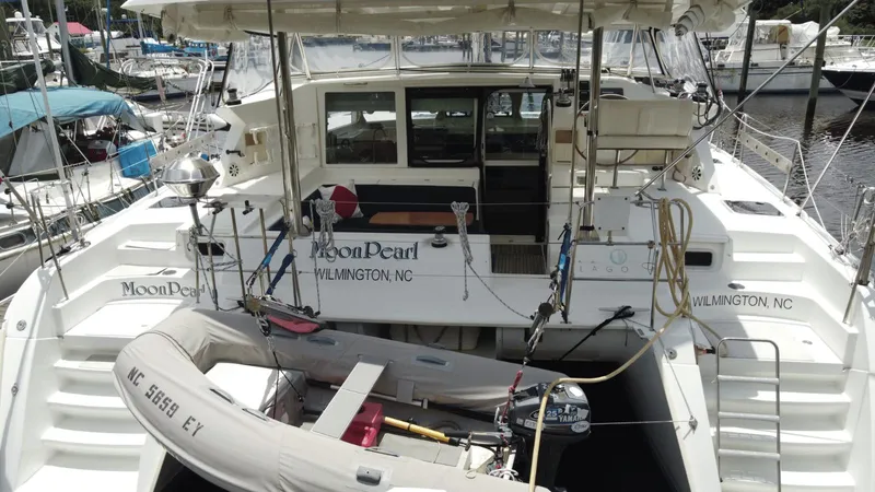 Slide: The Image of 2008 Lagoon 420 catamaran "Moon Pearl" docked in Wilmington, NC marina. - 30