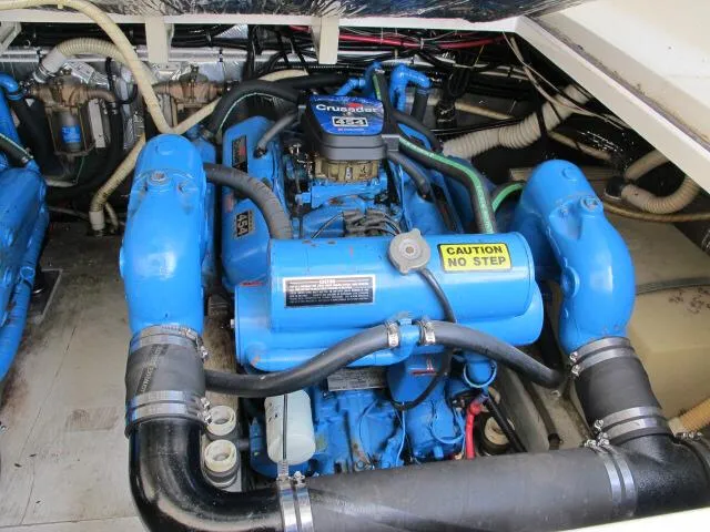 Slide: The Image of Engine compartment of 1989 Tiara Yachts 3300 Open with Crusader 454 engine. - 3