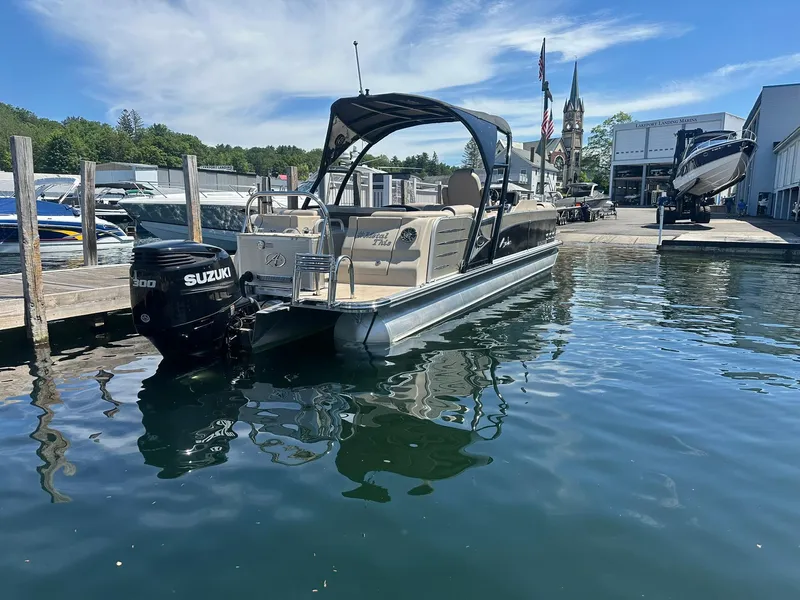 Slide: The Image of 2018 Avalon Catalina Platinum Entertainer boat docked with Suzuki 300 engine. - 6