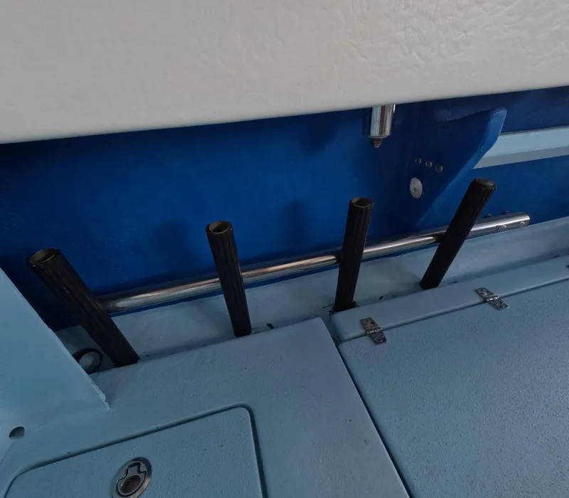 Slide: The Image of 2022 Eastward 30 boat with dual Mercury engines on a sunny day. - 30