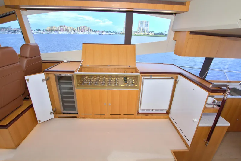Slide: The Image of Luxurious interior of 2015 Dyna 60 yacht with modern kitchen and ocean view. - 42