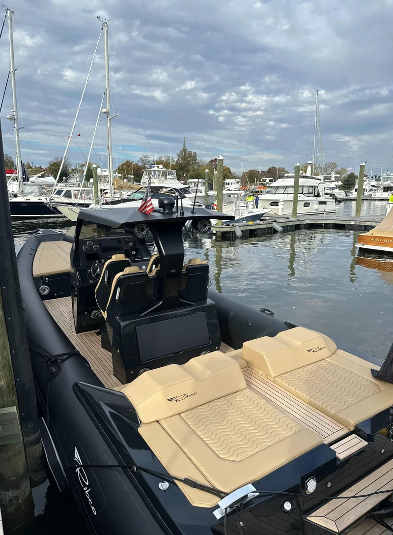 Slide: The Image of 2023 Ribco Seafarer 36 X boat docked at marina, featuring sleek design and modern amenities. - 7
