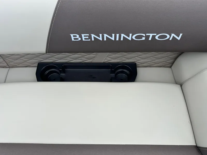 Slide: The Image of Bennington 21 SL 2025 boat seat with cup holders and quilted design. - 11