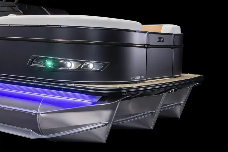 Slide: The Image of Manufacturer Provided Image: 2025 Avalon Catalina Quad Lounger Windshield pontoon boat with sleek design and LED lighting. - 12