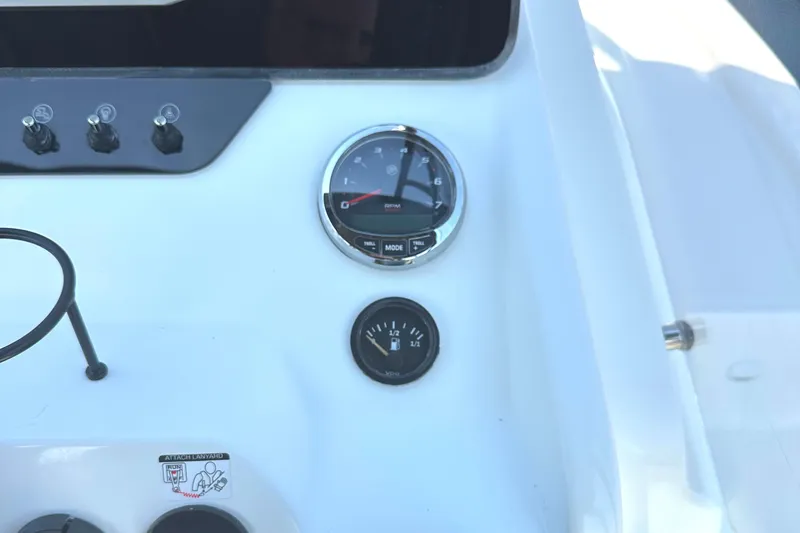 Slide: The Image of Dashboard of 2022 Beneteau Flyer 8 SUNdeck with gauges and controls. - 26