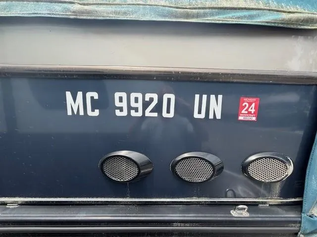 Slide: The Image of 2021 Avalon Catalina Quad Lounger boat with registration MC 9920 UN and 2024 sticker. - 10