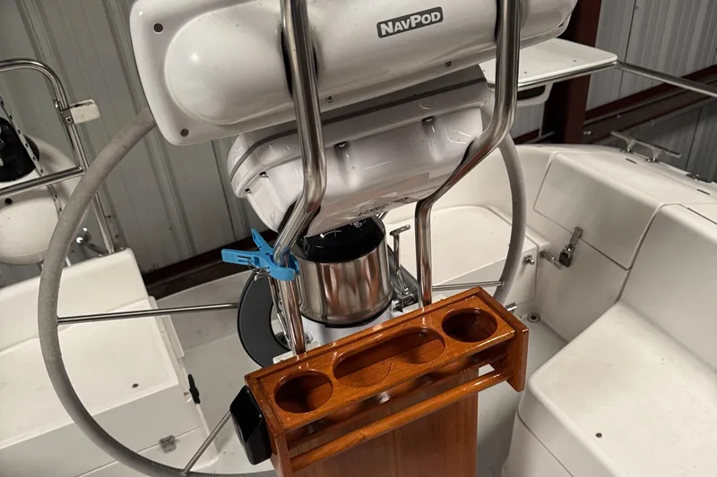 Slide: The Image of Cockpit of 2000 Catalina 36 MkII sailboat with NavPod and wooden cup holder. - 31