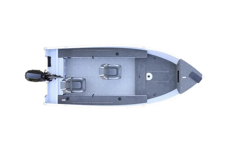 Slide: The Image of Manufacturer Provided Image: 2025 Lund 1400 Fury Tiller boat, top view, two seats, outboard motor. - 6