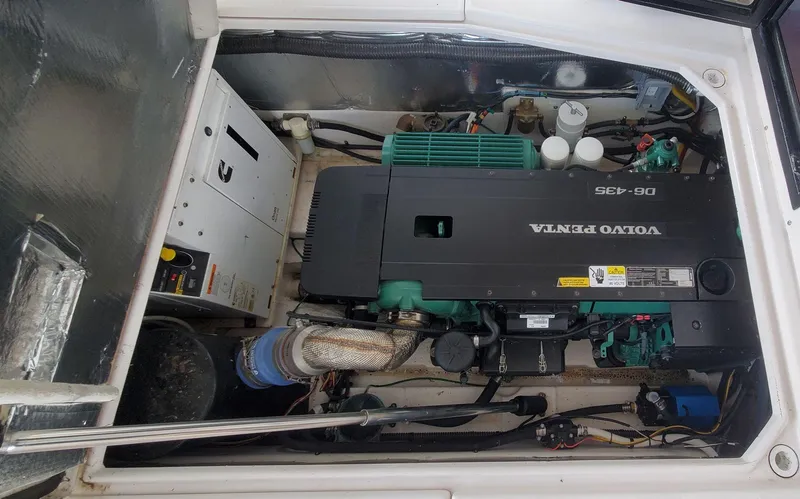 Slide: The Image of Engine compartment of a 2020 Cutwater C-30 Sedan with Volvo Penta D6-435 engine. - 34