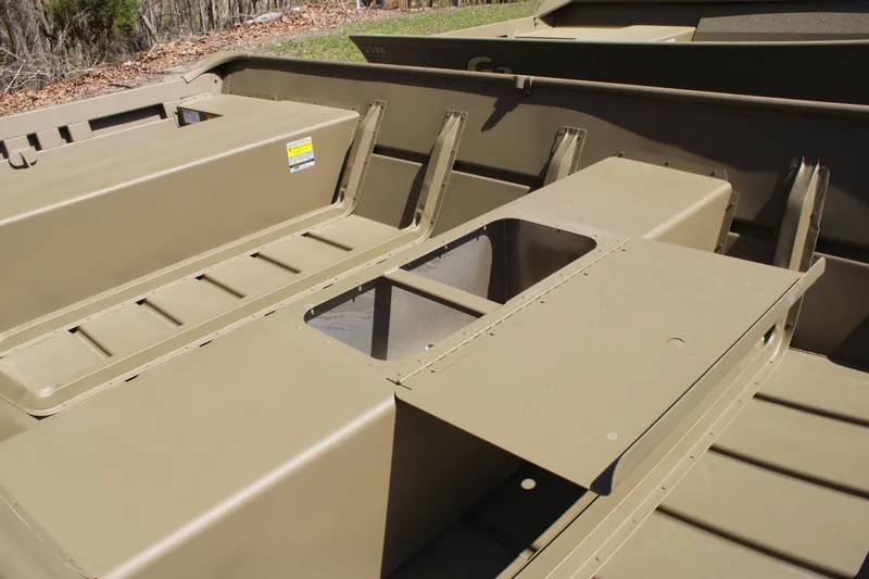 Slide: The Image of 2025 G3 Gator Tough 1448 LW boat interior with storage compartment. - 7