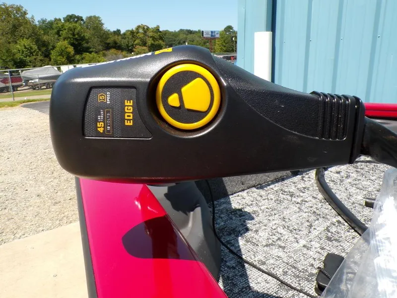 Slide: The Image of Trolling motor on 2025 Tracker Pro Team 175 TF boat, featuring Edge control. - 10