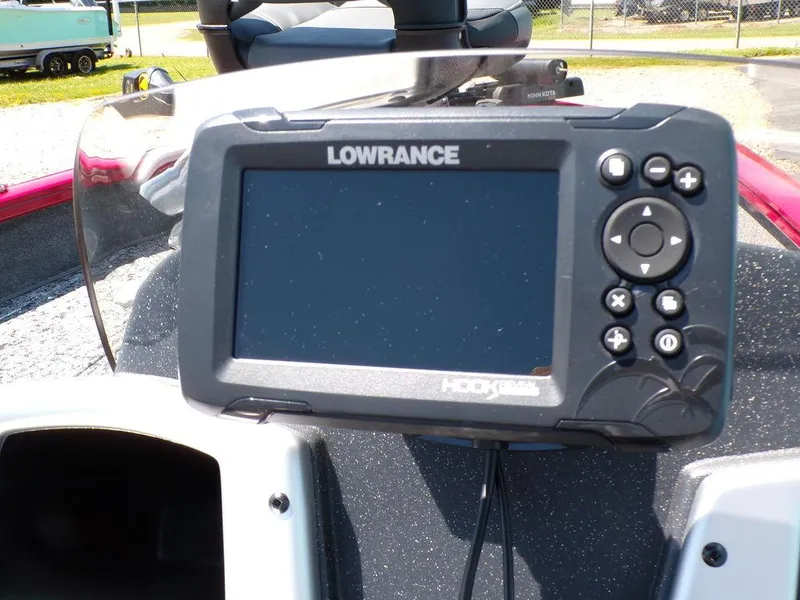 Slide: The Image of Lowrance Hook2 fish finder on 2025 Tracker Pro Team 175 TF boat dashboard. - 13