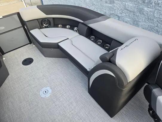 Slide: The Image of 2026 South Bay S224RS boat interior with sleek gray seating and modern design. - 5