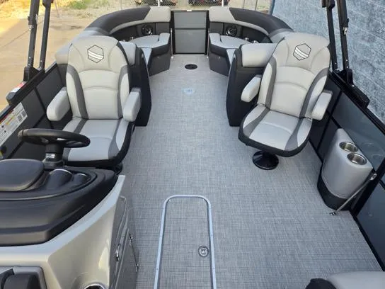 Slide: The Image of 2026 South Bay S224RS pontoon boat interior with luxurious seating and modern design. - 8