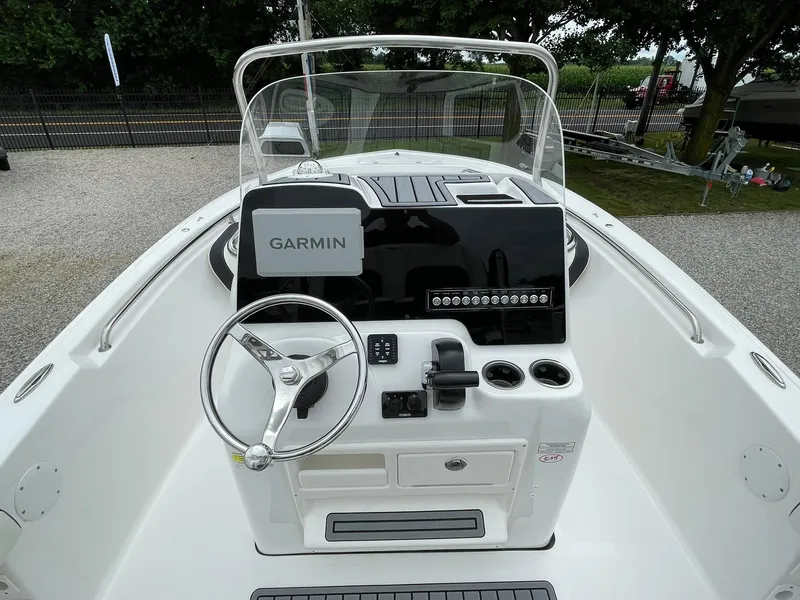 Slide: The Image of 2024 Tidewater 198 CC Adventure boat console with Garmin navigation system. - 19