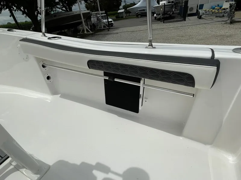 Slide: The Image of 2024 Tidewater 198 CC Adventure boat interior with sleek seating and modern design. - 32