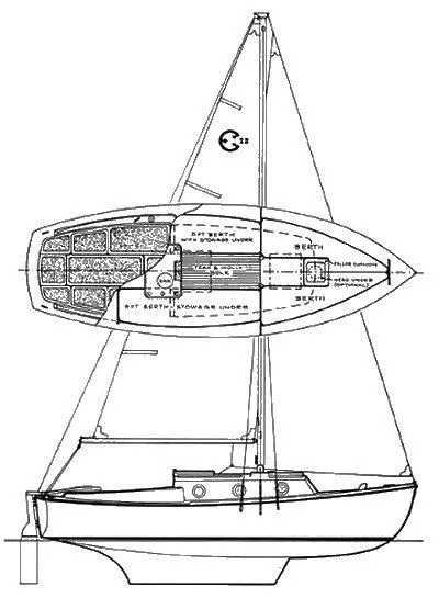 Slide: The Image of 1980 Com-Pac 23 sailboat blueprint, detailed interior and exterior design. - 10