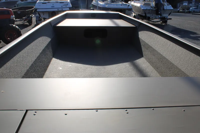 Slide: The Image of 2025 G3 Gator Tough 1860 VBW boat interior, showcasing spacious deck and seating area. - 6