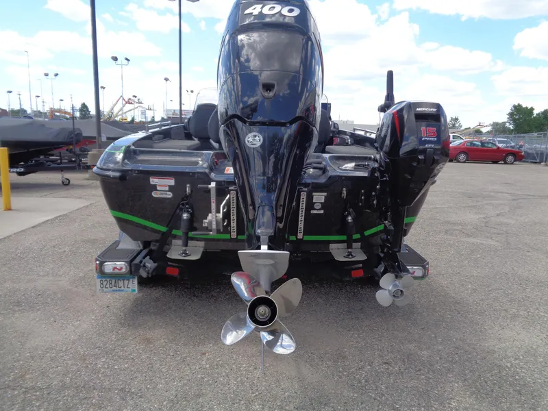 Slide: The Image of Rear view of a 2022 Nitro ZV21 boat with powerful outboard motors. - 6