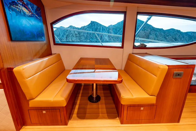 Slide: The Image of Luxurious interior of 2010 Hatteras 60 Convertible yacht with scenic window view. - 29