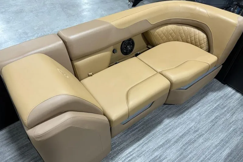 Slide: The Image of Luxurious tan seating on 2025 Godfrey Sweetwater 2286 SFL iMPACT pontoon boat. - 11