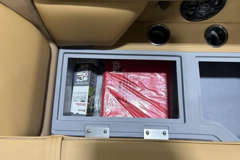 Slide: The Image of Storage compartment in 2025 Godfrey Sweetwater 2286 SFL iMPACT pontoon boat. - 13