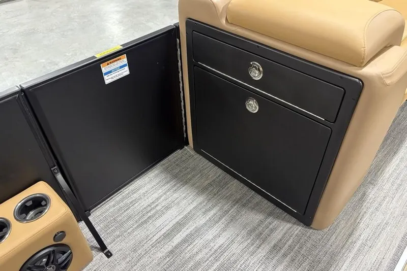 Slide: The Image of 2025 Godfrey Sweetwater 2286 SFL iMPACT Package interior with storage and cup holders. - 20