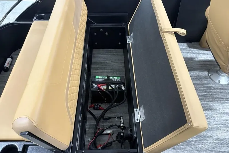 Slide: The Image of Open storage compartment in 2025 Godfrey Sweetwater 2286 SFL iMPACT pontoon boat. - 36