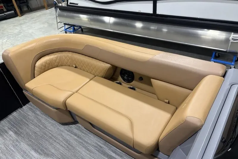 Slide: The Image of Luxurious tan seating on 2025 Godfrey Sweetwater 2286 SFL iMPACT pontoon boat. - 4