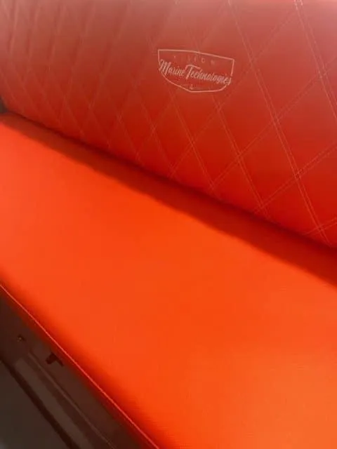 Slide: The Image of Red seating in 2024 Vision Marine Technologies Volt 180 boat. - 3