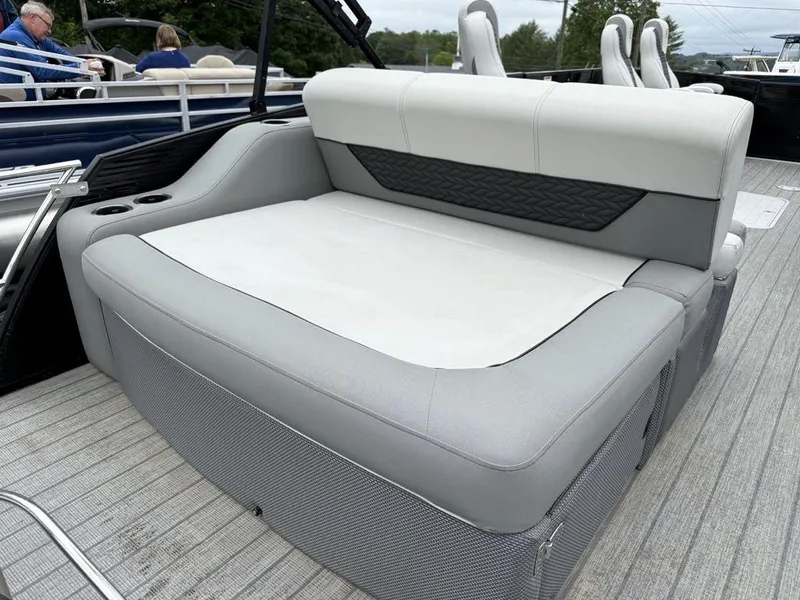 Slide: The Image of 2021 Godfrey Monaco 235 SFL GTP boat with luxurious seating and cup holders. - 12