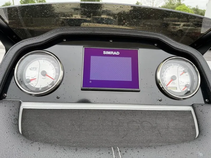 Slide: The Image of Dashboard of 2021 Godfrey Monaco 235 SFL GTP with Simrad display and gauges. - 20
